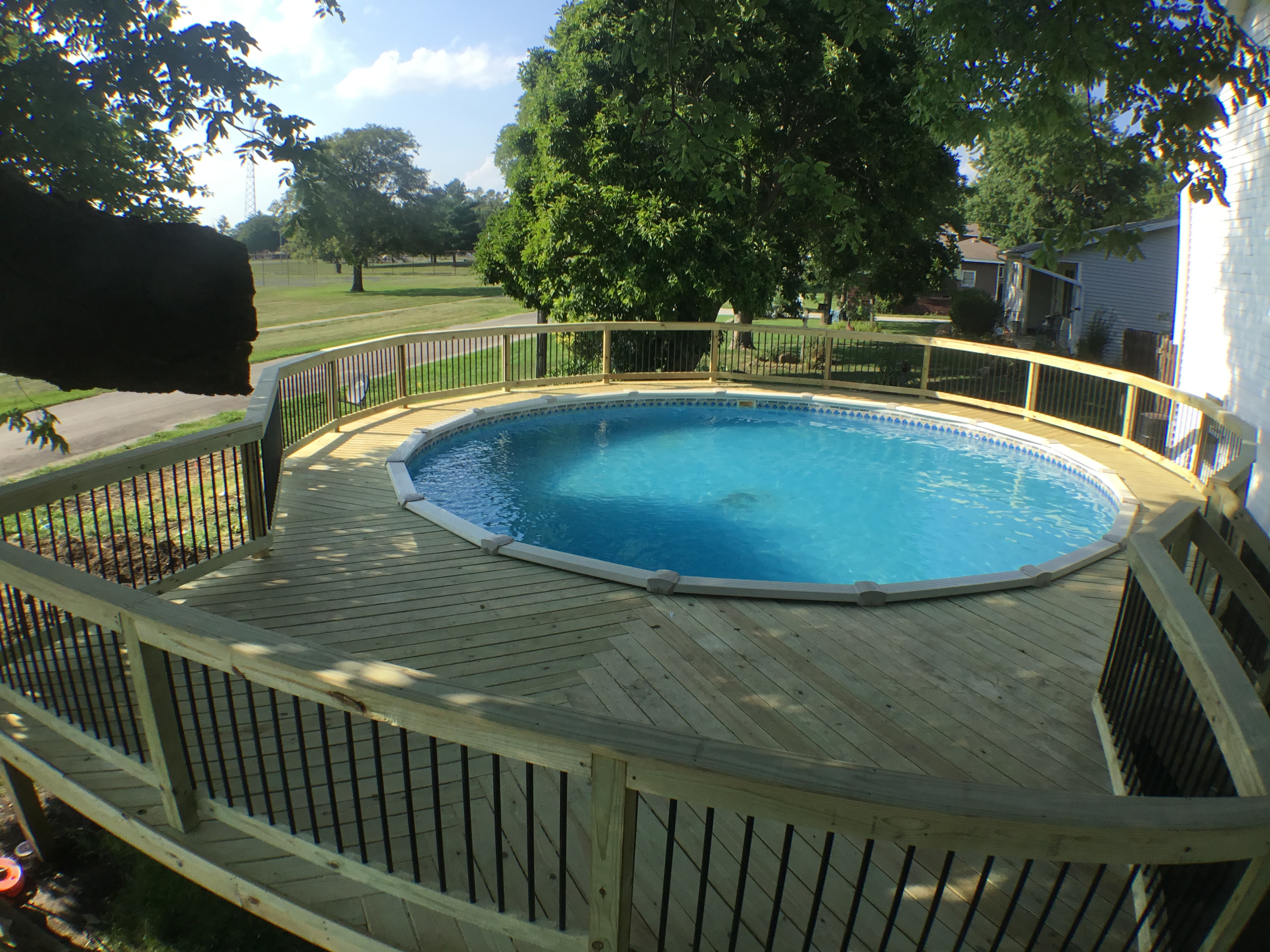 Heringbone pool deck
